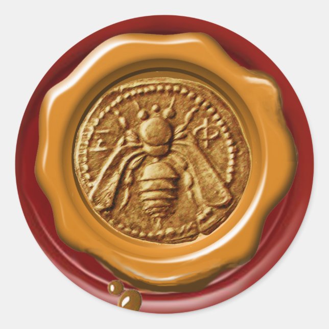 STICKER ROND HONEY BEE BEEKEEPER BEEKEEPER RED BROWN WAX SEAL (Devant)