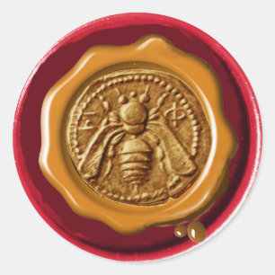 STICKER ROND HONEY BEE BEEKEEPER BEEKEEPER RED BROWN WAX SEAL