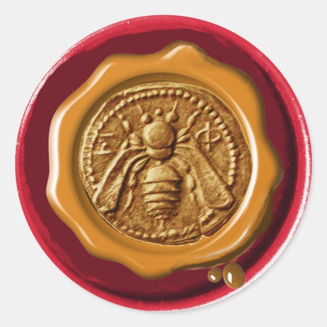 STICKER ROND HONEY BEE BEEKEEPER BEEKEEPER RED BROWN WAX SEAL (Devant)