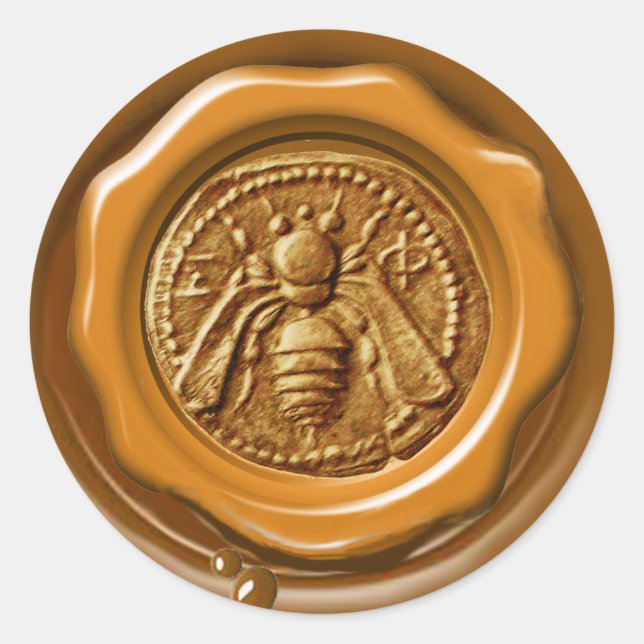 STICKER ROND HONEY BEE BEEKEEPER BEEKEEPER RED BROWN WAX SEAL (Devant)
