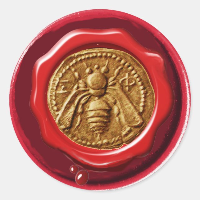 STICKER ROND HONEY BEE BEEKEEPER BEEKEEPER RED BROWN WAX SEAL (Devant)
