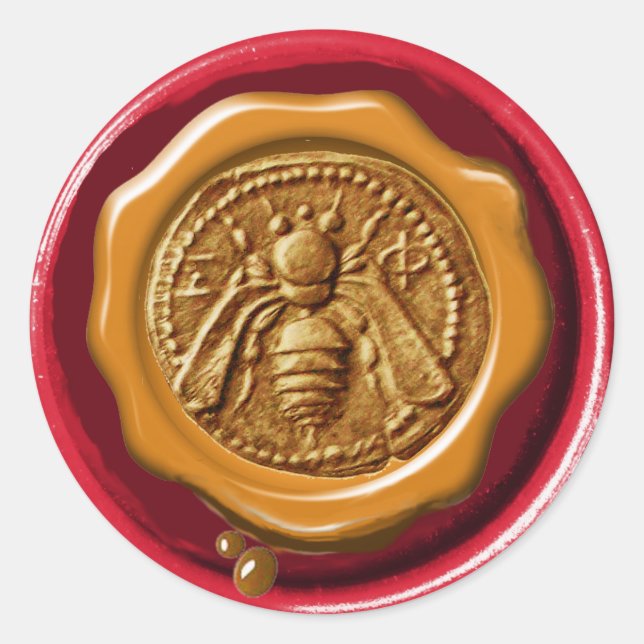 STICKER ROND HONEY BEE BEEKEEPER BEEKEEPER RED BROWN WAX SEAL (Devant)