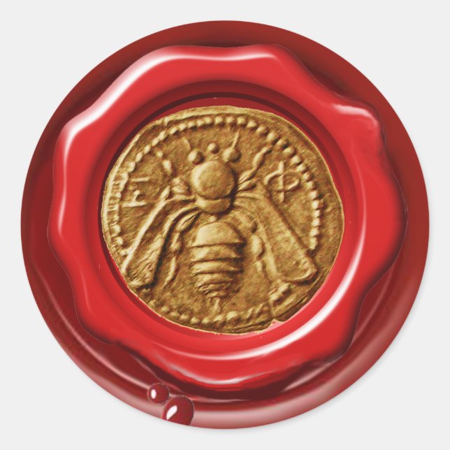 STICKER ROND HONEY BEE BEEKEEPER BEEKEEPER RED BROWN WAX SEAL (Devant)