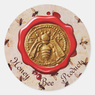 STICKER ROND HONEY BEE / BEEKEEPER BEEKEEPER RED WAX SEAL