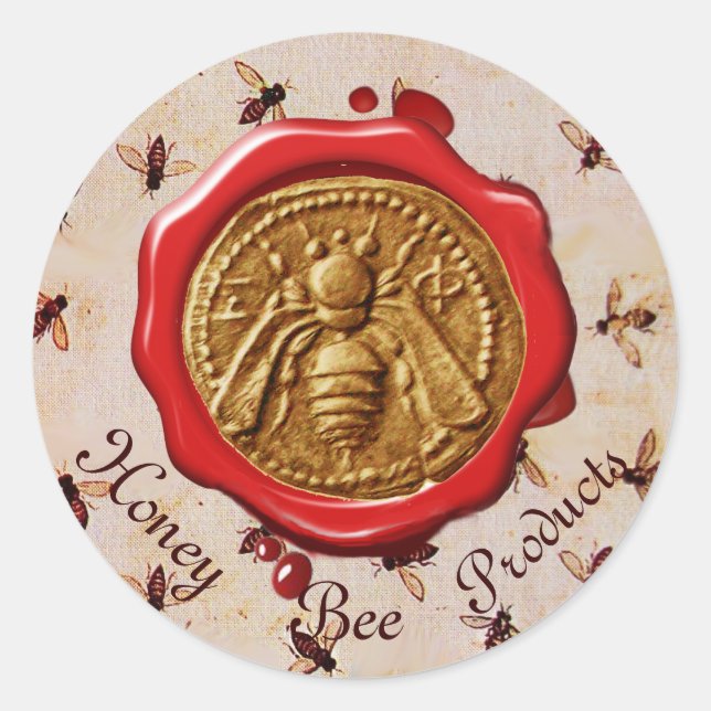 STICKER ROND HONEY BEE / BEEKEEPER BEEKEEPER RED WAX SEAL (Devant)