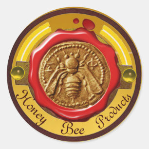 STICKER ROND HONEY BEE / BEEKEEPER BEEKEEPER RED WAX SEAL