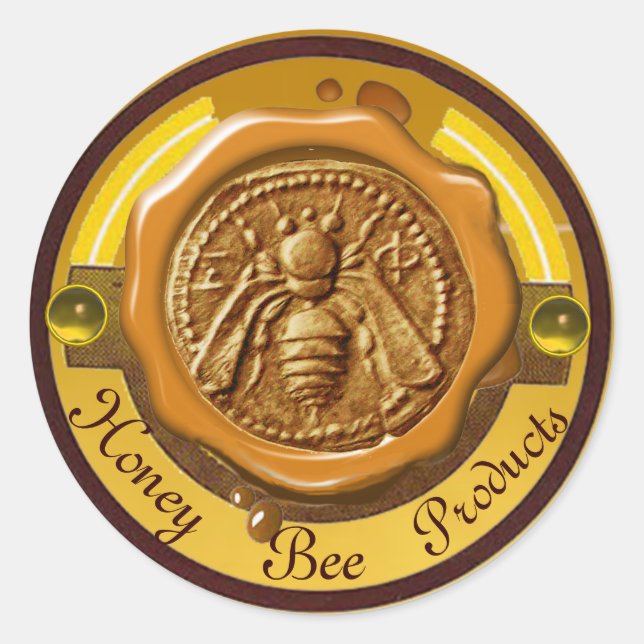 STICKER ROND HONEY BEE / BEEKEEPER BEEKEEPER SCEAU BROWN DE CIR (Devant)
