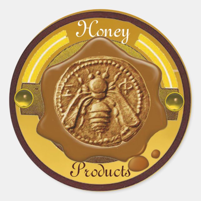 STICKER ROND HONEY BEE / BEEKEEPER BEEKEEPER SCEAU BROWN DE CIR (Devant)