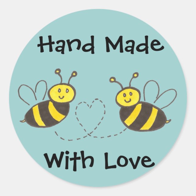 Sticker Rond Honey Bees with Heart (Devant)
