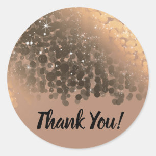 Sticker Rond Honey Beige Champagne Golden Sparkle Lights Party