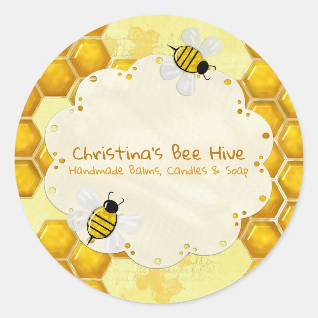 Sticker Rond Honey Comb 3D Whimsey ENTREPRISE (Devant)