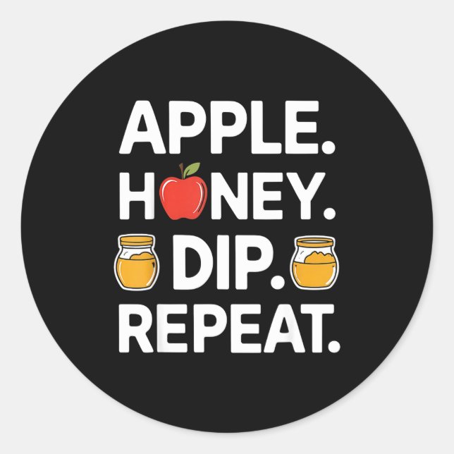 Sticker Rond Honey Dip Repeat Funny Rosh Hashanah Jewish New Ye (Devant)