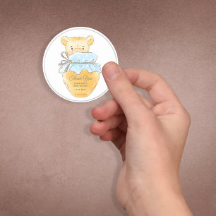 Sticker Rond Honey Jar Boy Teddy Bear Merci