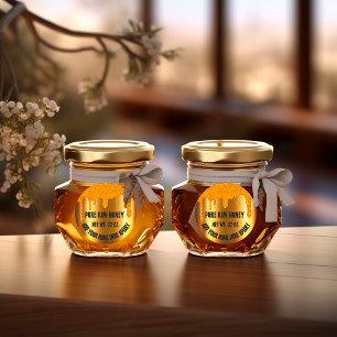 Sticker Rond Honey Jar Honeybee Honeycomb. Apiary Drives Gold