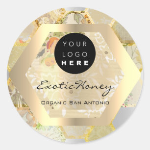 Sticker Rond Honey Jar Honeybee Honeycomb Bee Apière