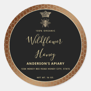 Sticker Rond Honey jar script moderne queen bee carré autocolla