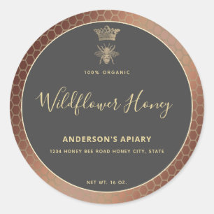 Sticker Rond Honey jar script moderne queen bee carré autocolla