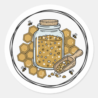 Sticker Rond Honey Sugar Scrub Label Illustration | Honeycomb 