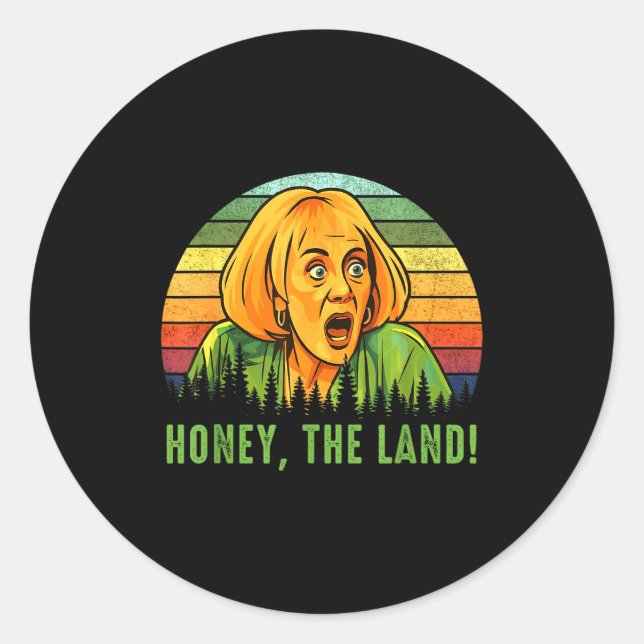 Sticker Rond Honey The Land Funny Retro Sunset Forest  (Devant)