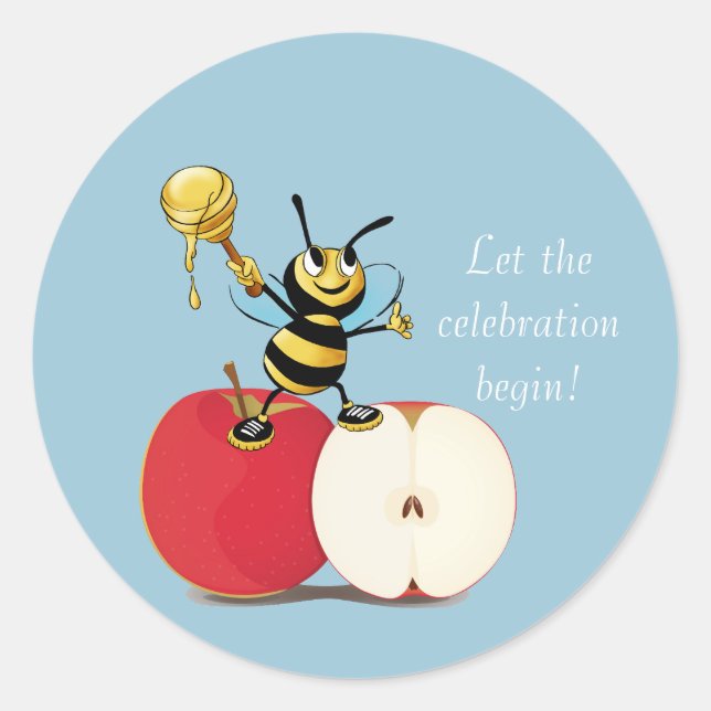 Sticker Rond Honeybee Apple Rosh HaShana (Devant)