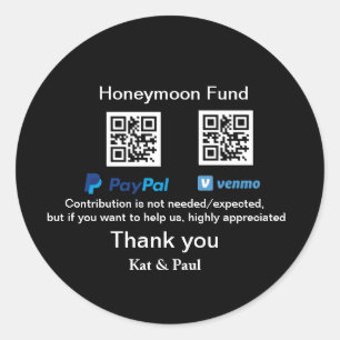 Sticker Rond Honeymoon Fund PayPal Venmo QR code Merci