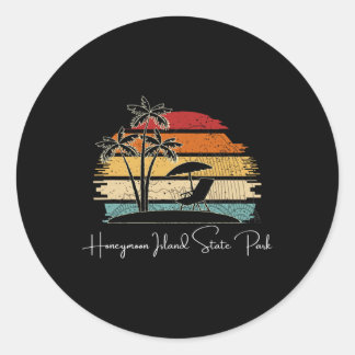 Sticker Rond Honeymoon Island State Park Beach Palm Trees Sprin
