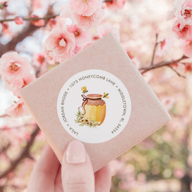 Sticker Rond Honeypeb Bumblebee Baby shower Adresse de retour (Créateur téléchargé)