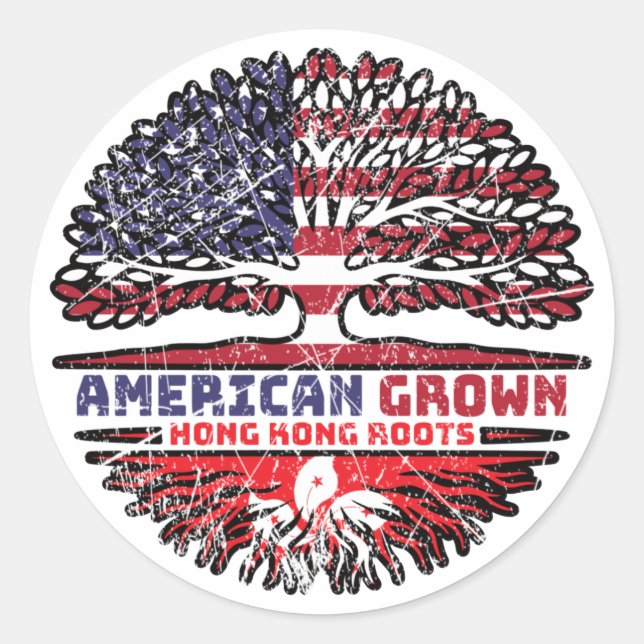 Sticker Rond Hong Kong US American USA United States Tree Roots (Devant)
