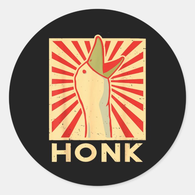 Sticker Rond Honk Goose - Funny Duck Chicken Meme Idea  (Devant)