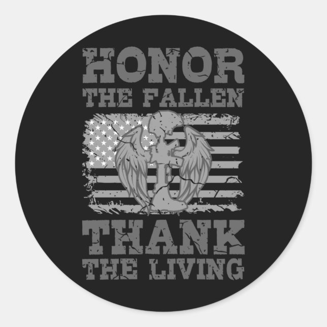 Sticker Rond HONNEUR FALLEN American Veterans Gift Veterans Vet (Devant)