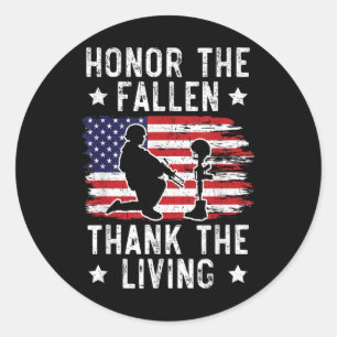 Sticker Rond Honneur The Fallen Merci The Living Usa American