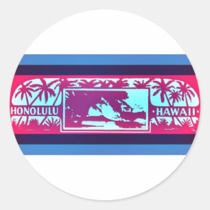 STICKER ROND HONOLULU HAWAÏ
