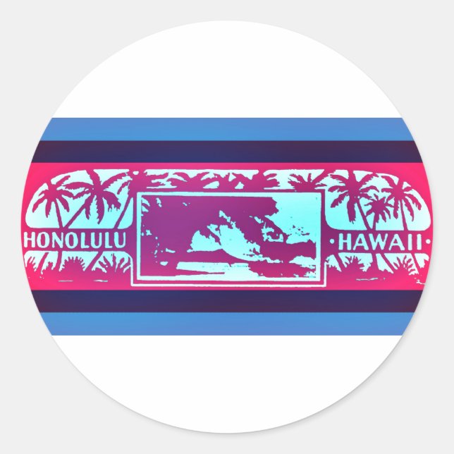 STICKER ROND HONOLULU HAWAII (Devant)