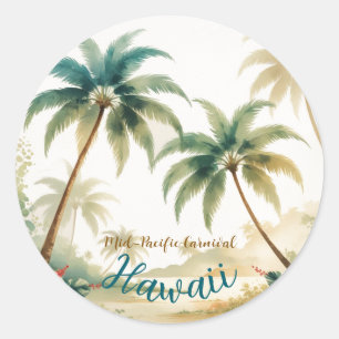 Sticker Rond Honolulu Voyage Hawaïen de style vintage