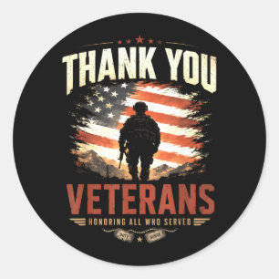 Sticker Rond Honorer ceux qui ont servi Merci Veterans Day Patr
