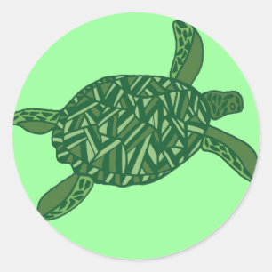 Sticker Rond Honu hawaïen (tortue de mer)