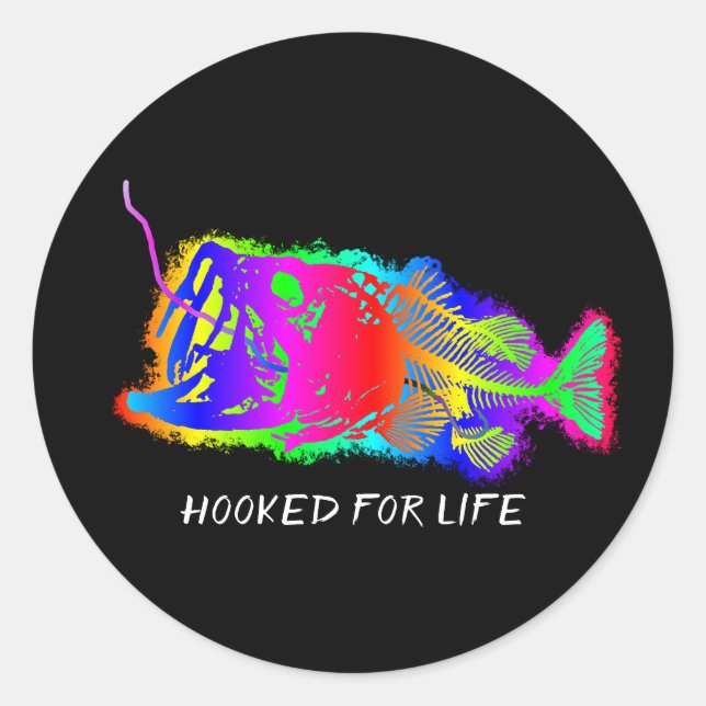 Sticker Rond HOOKED FOR LIFE Multi-Color (Devant)