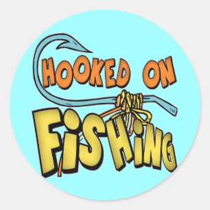 Sticker Rond Hooked On Fishing T-shirts Gifts