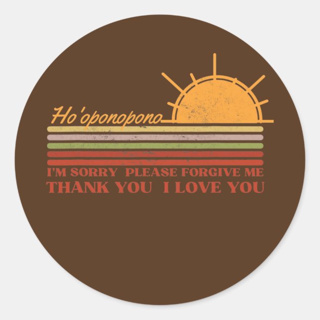 Sticker Rond Ho'oponopono Hawaiian Prayer Méditations Yoga Sun (Devant)