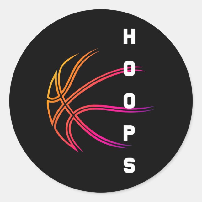 Sticker Rond Hoops Bysketbyll Lecteur Retro (Devant)