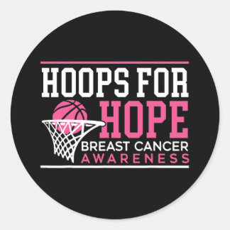 Sticker Rond Hoops For Hope Basketball Player Breast Cancer Awa