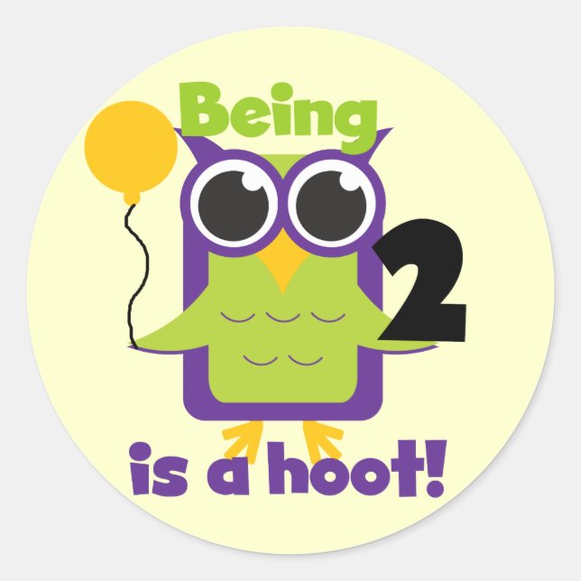 Sticker Rond Hoot Owl 2e anniversaire T-shirts et cadeaux (Devant)