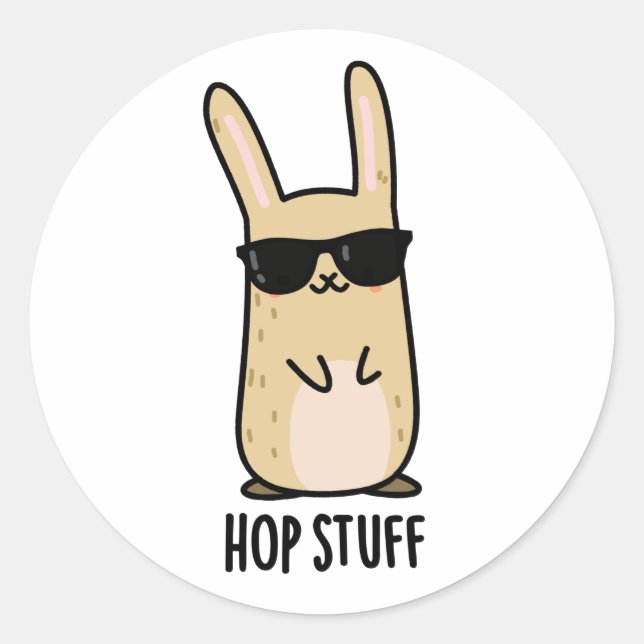 Sticker Rond Hop Stuff Funny Lapin Lapin Pun (Devant)