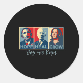 Sticker Rond Hope Heal Grow Obama Joe Biden Kamala Harris 2024