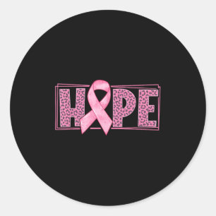 Sticker Rond Hope Leopard rose Ruban Sensibilisation au cancer
