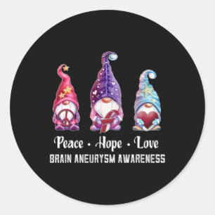 Sticker Rond Hope Love Gnomes Cerveau Aneurysme Sensibilisation