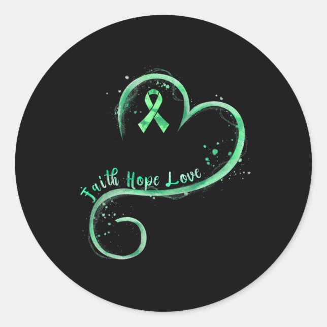 Sticker Rond Hope Love Green Ribbon Sensibilisation à la santé  (Devant)
