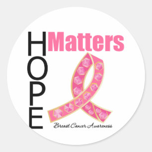 Sticker Rond Hope Matters Breast Cancer (ruban à bijoux)