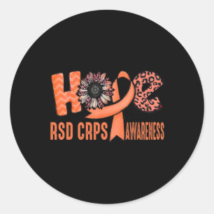 Sticker Rond Hope Orange Ribbon Leopard Tournesol Rsd Crps Awar