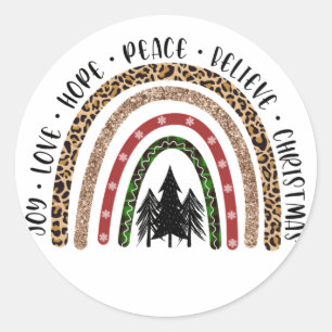 Sticker Rond Hope Peace Love Joy Rainbow Christmas